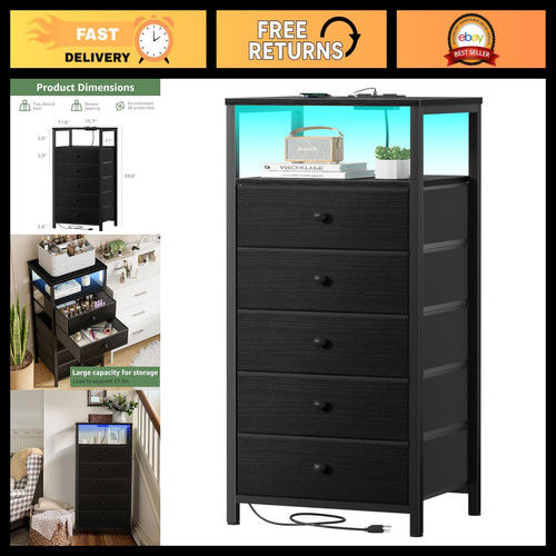 Drawer black dresser with - black,