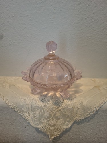 Pink mosser glass footed - glass,