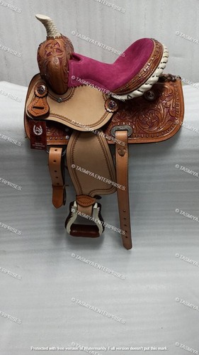 Western barrel leather saddle - leather,