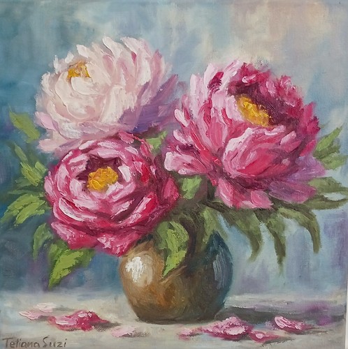 Peony flowers original oil - flowers,