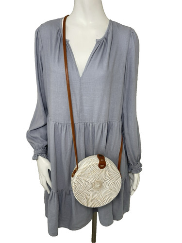 Rattan round crossbody bag - rattan, 8"