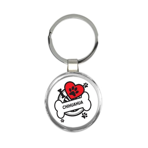 Chihuahua gift round keychain - chihuahua:,