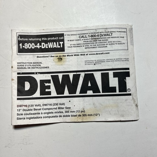 Dewalt miter saw manual - 12",