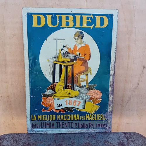 Dubied lithographed table sign - table,