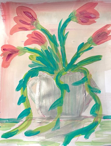 Pink tulips paper art - tulips,