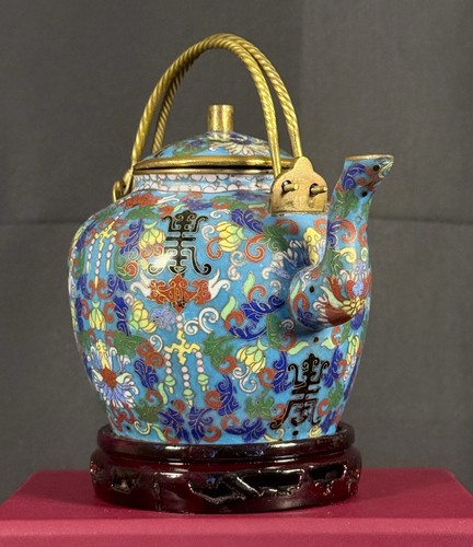 Old chinese cloisonné teapot - old,