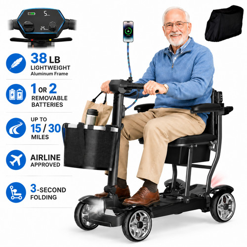 39lb foldable wheel mobility - 4-wheel,