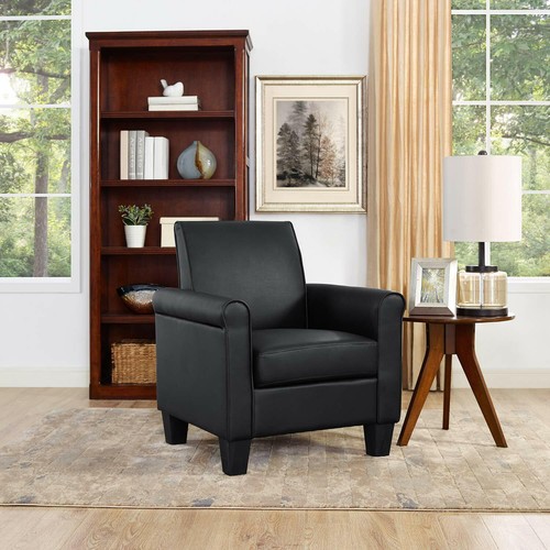Black leather accent arm - black,