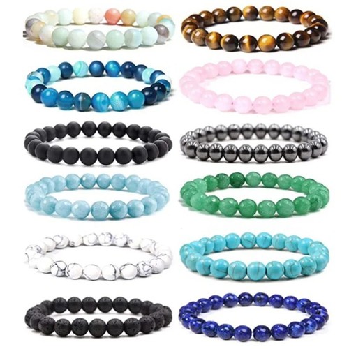 Natural stone beads bracelet - natural,