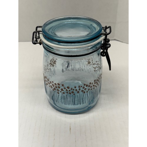 Vintage blue glass floral 4l - vintage, 3/4l