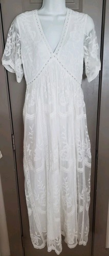 Maxi lace dress small white - maxi,