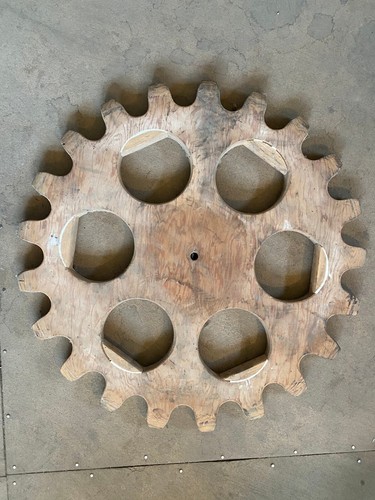 Wooden gear industrial wall - gear,