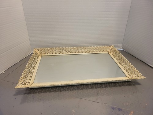 Vintage mirror tray - vintage, white