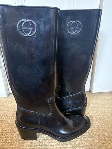Gucci black knee high rubber - gucci,