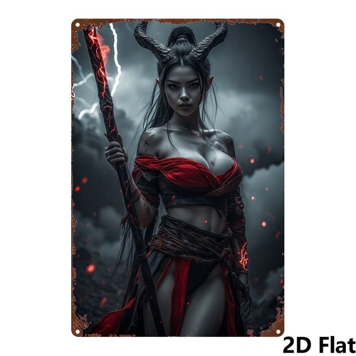 Flat metal sign demon - 2d,