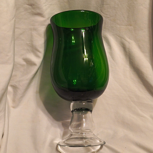 Large green glass pedestal - large,