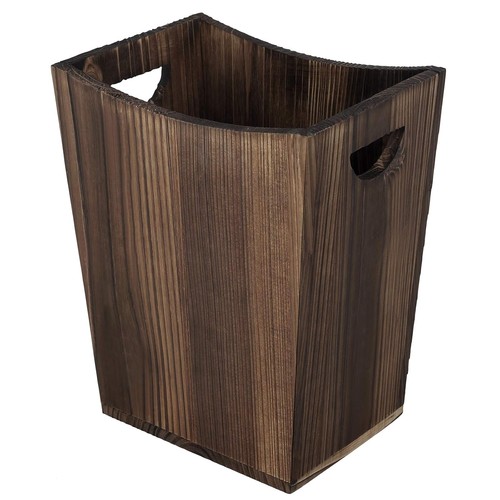 Wood trash can with handles - trash,