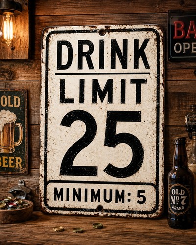 Drink limit metal - tin, sign