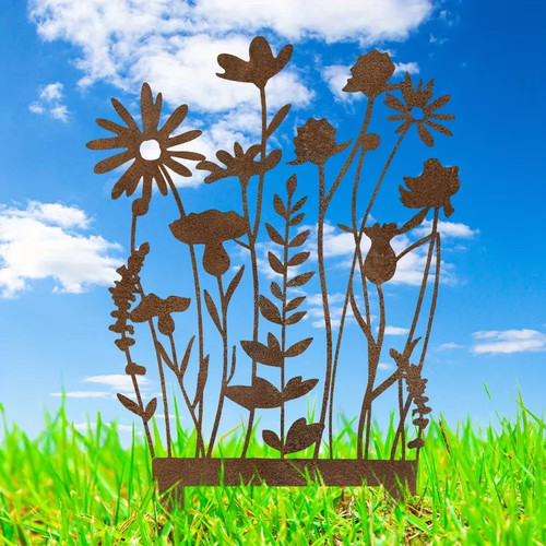 1pc rustic metal - metal, wildflowers