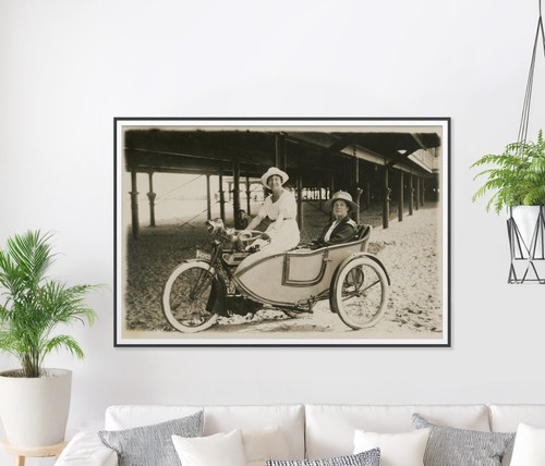 Vintage sidecar motorcycle - vintage,