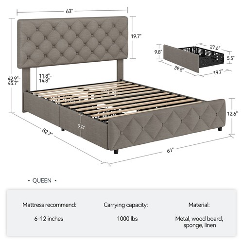 Modernbed frame linen - frame,