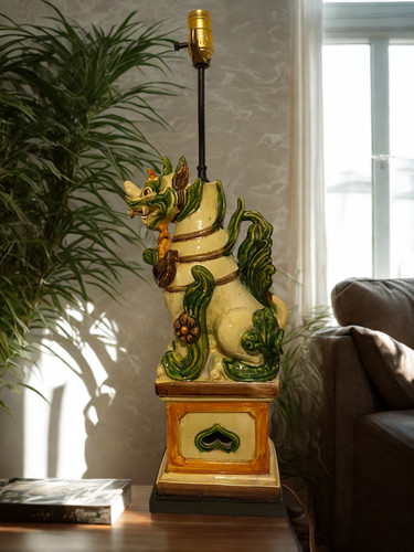 Rare majolica foo dog - foo,