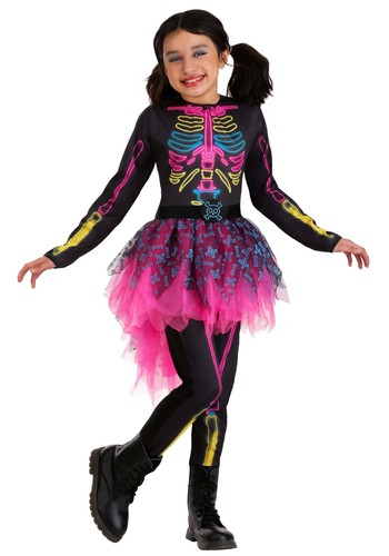 Girl neon skeleton costume - neon,