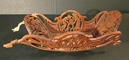 Vtg scroll saw fretwork wood - scroll,