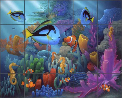Ceramic tile mural backsplash - tile,