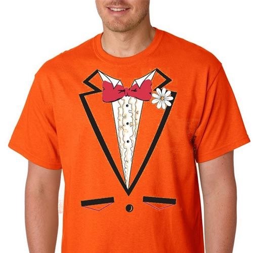 Orange ruffled tuxedo shirt - orange,