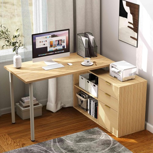 Shaped desk with drawers - drawers, 53"