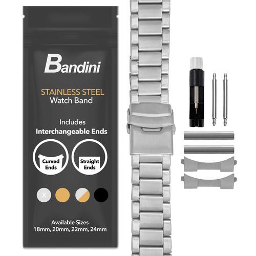 22mm curved steel - steel, watch