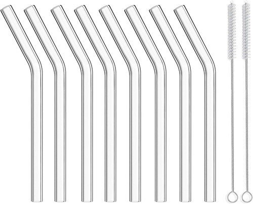 Short bent glass straws in - bent,