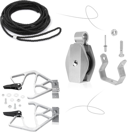 Extension ladder lock - ladder, pulley
