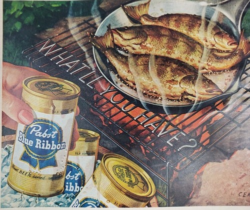 Fishing pabst blue - blue, beer