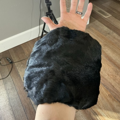 Vintage black real fur - black,