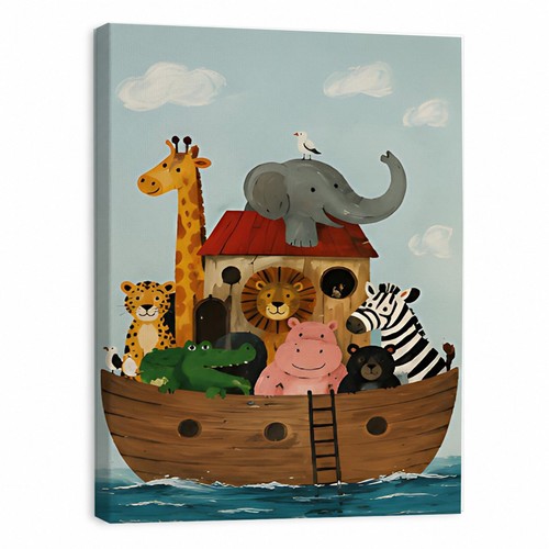 Cute noah ark - ark, canvas,