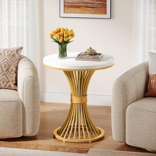 Round end table modern faux - round,