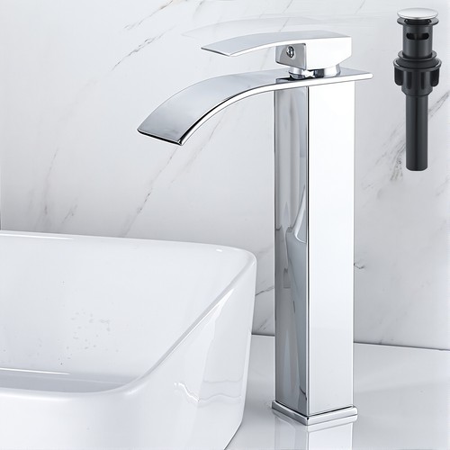 Chrome tall bathroom sink - bathroom,