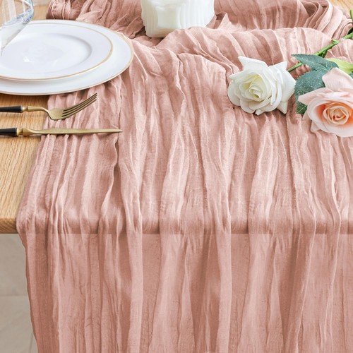 Dusty pink cheesecloth table - cheesecloth,