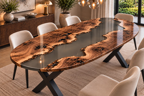 Oval black epoxy - oval, river
