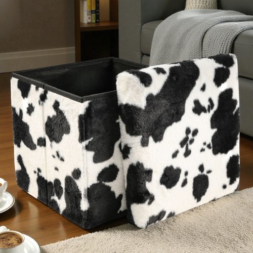 Small cube cowhide - cowhide, black