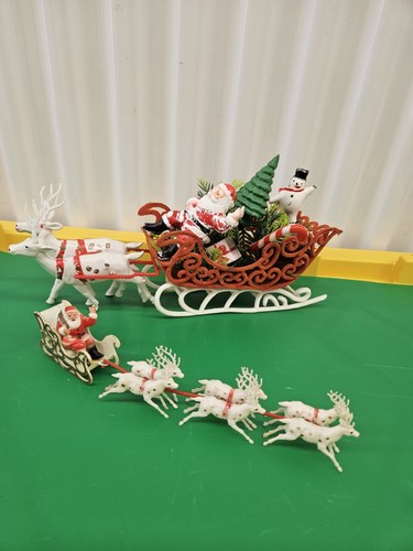 Vtg plastic santa sleigh - plastic,