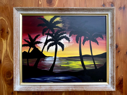 Island sunset palms - palms,, still