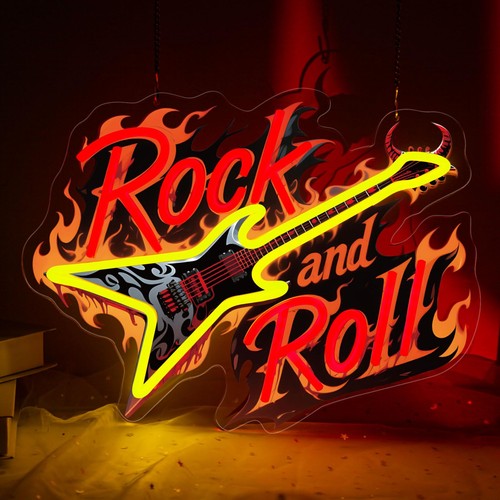 Guitar rock roll neon - guitar,