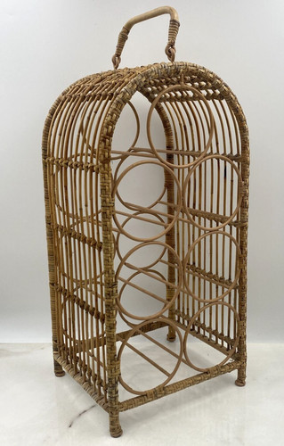 Vtg wicker wine rack - vtg,