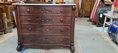 Antique serpentine front chest - front,