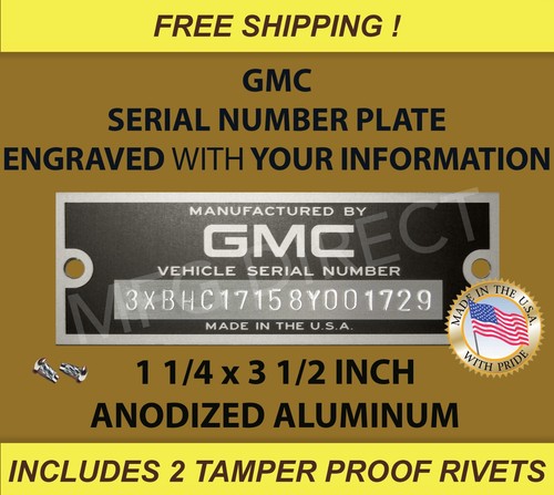 Gmc serial number tag data - tag,