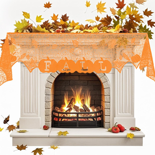 Fall mantel scarf orange - fall,