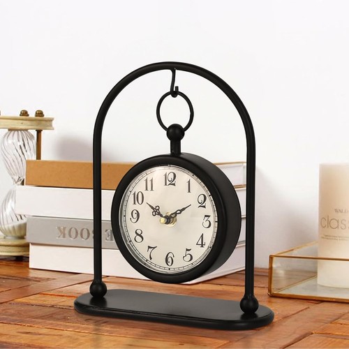 Vintage metal table clock - vintage,